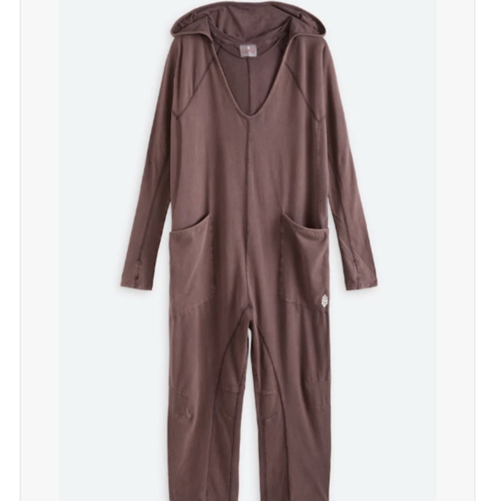 FP Movement by Free People Brown Hooded Jumpsuit Romper